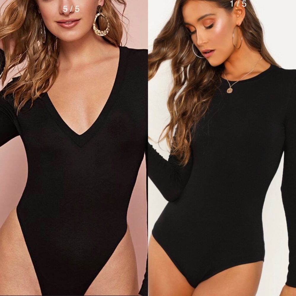 Long sleeve Bodysuits. Vneck highleg and Scoopneck
